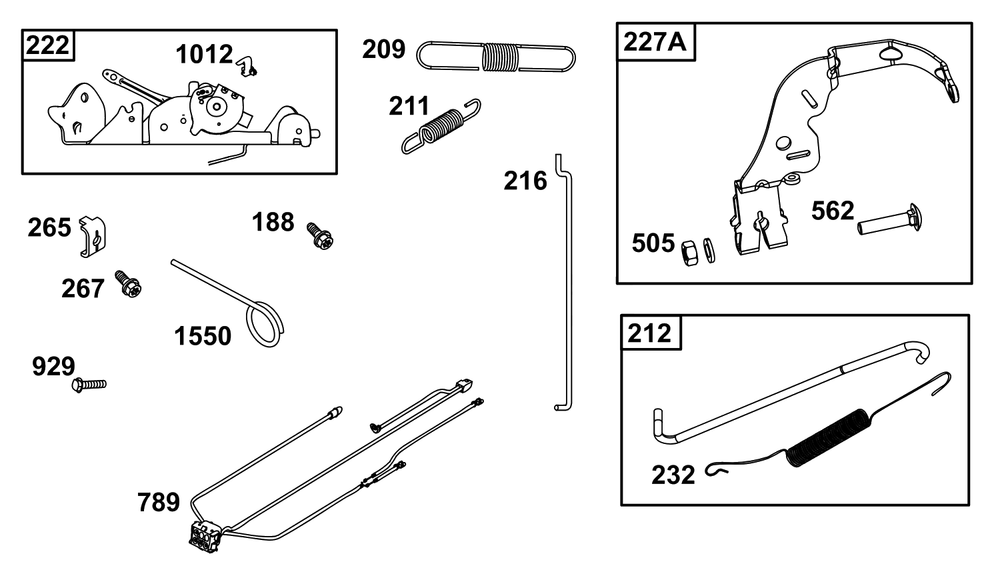 Controls Group Diagram and Parts List for 44U877-0046-G1  Briggs and Stratton Engine